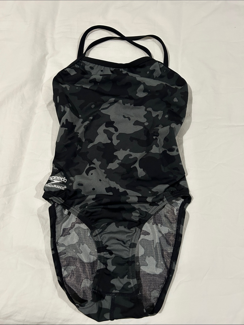 Speedo Girls' Black & Gray Camo One-Piece Swimsuit